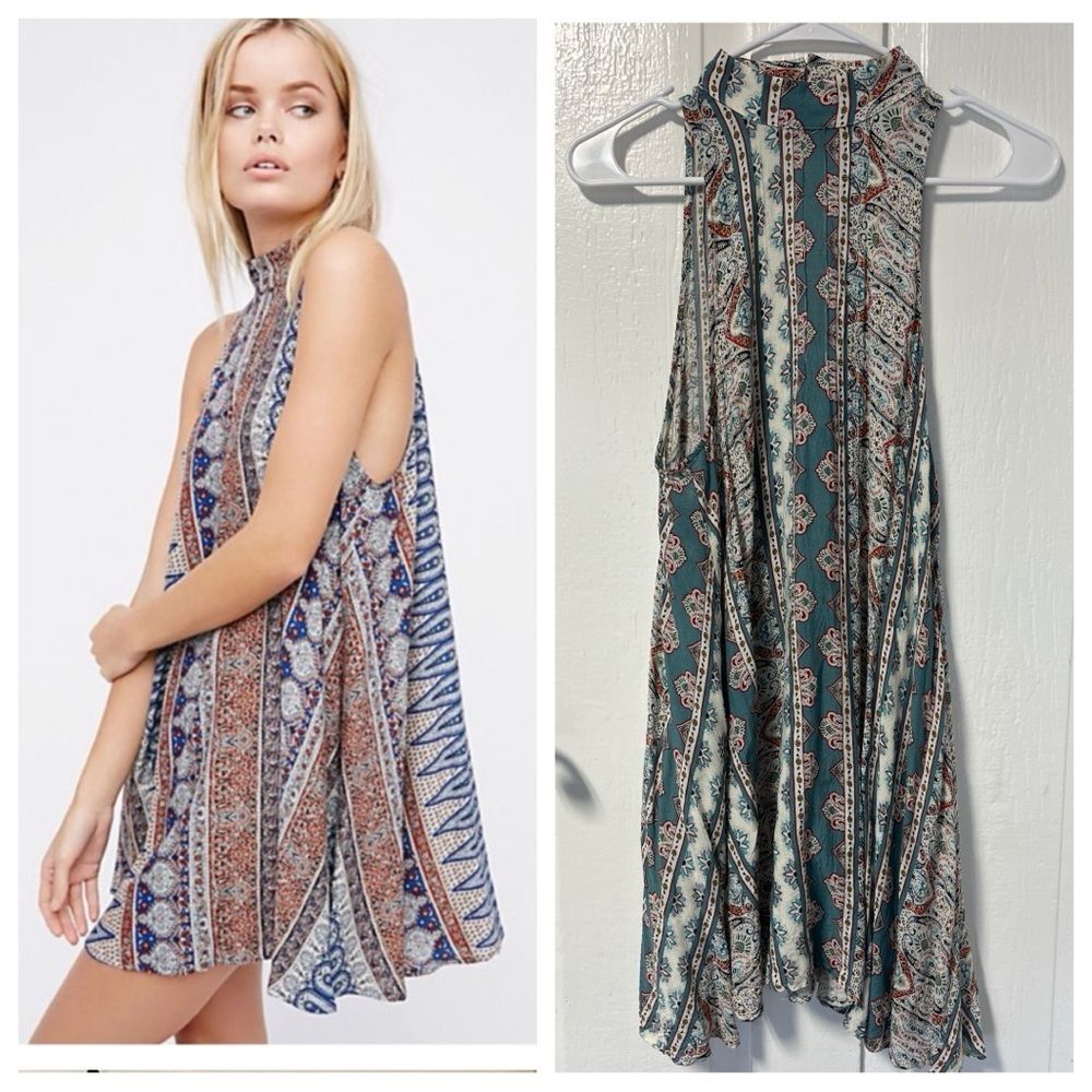 Free people Intimately free people high neck halter paisley boho dress size sm